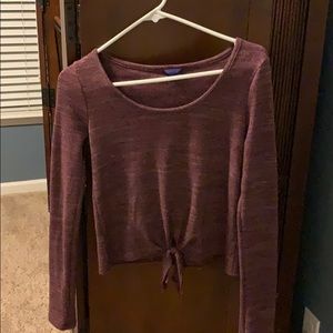 Aeropostale Maroon/ Off White Long Sleeve Top
